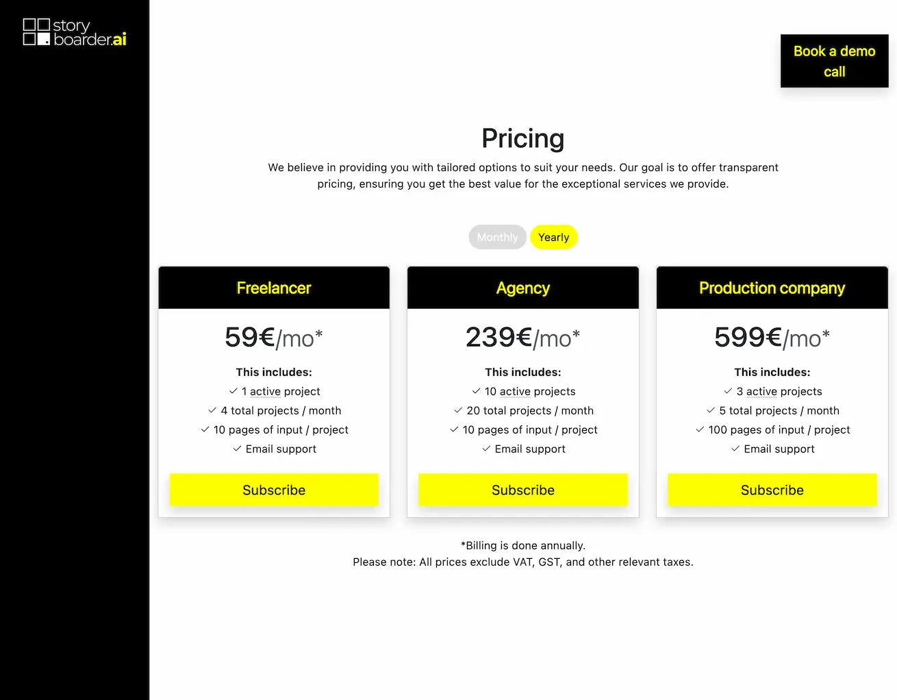 storyboarder.ai.pricing