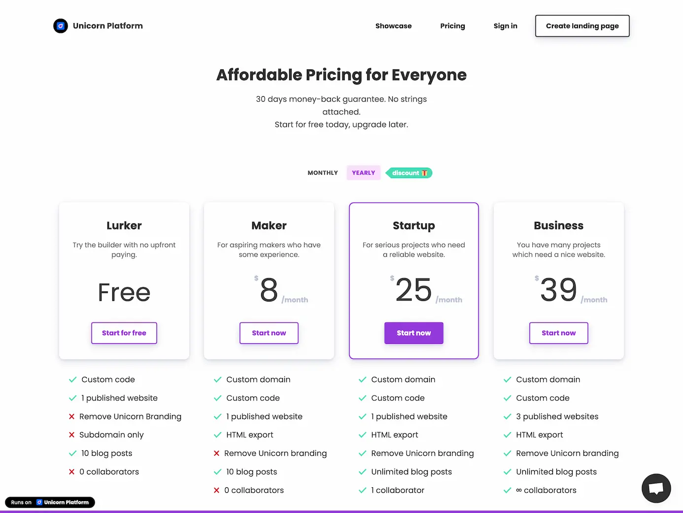 unicornplatform.pricing