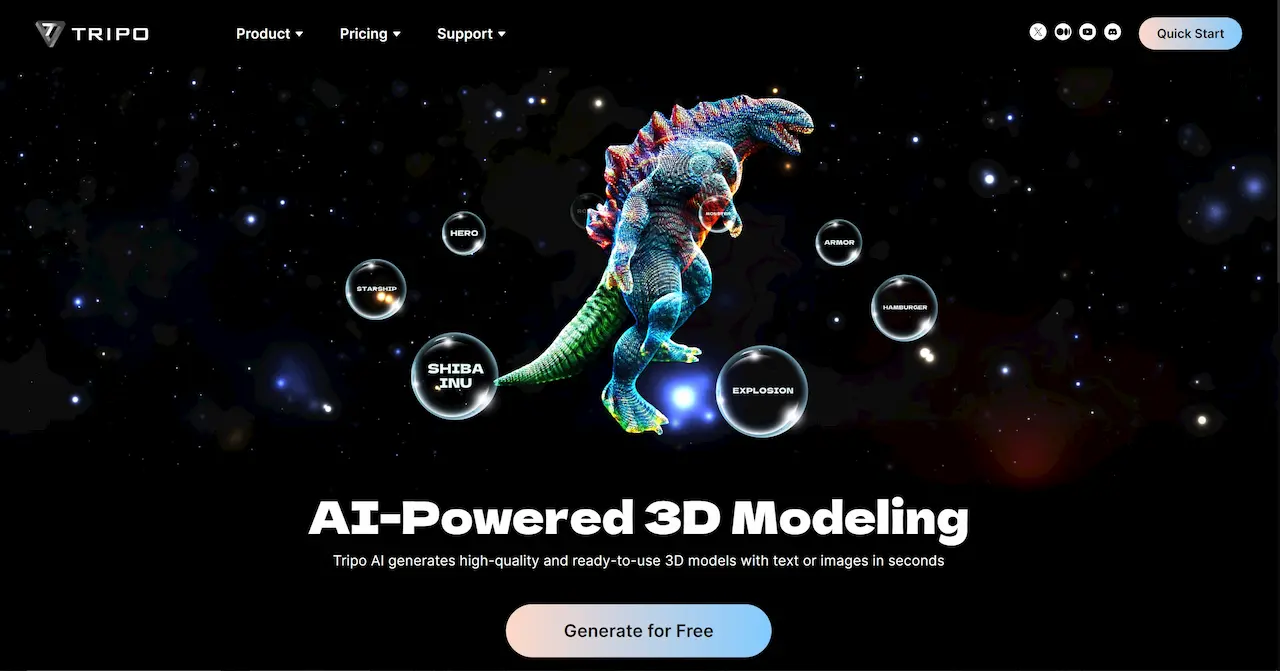 Tripo AI -  AI-powered 3D modeling screenshot