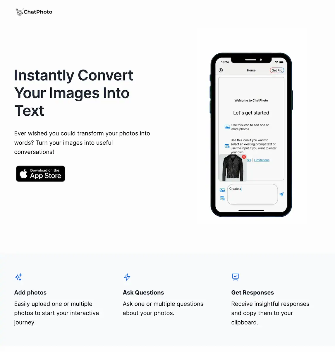 ChatPhoto - AI Convert Image To Text screenshot