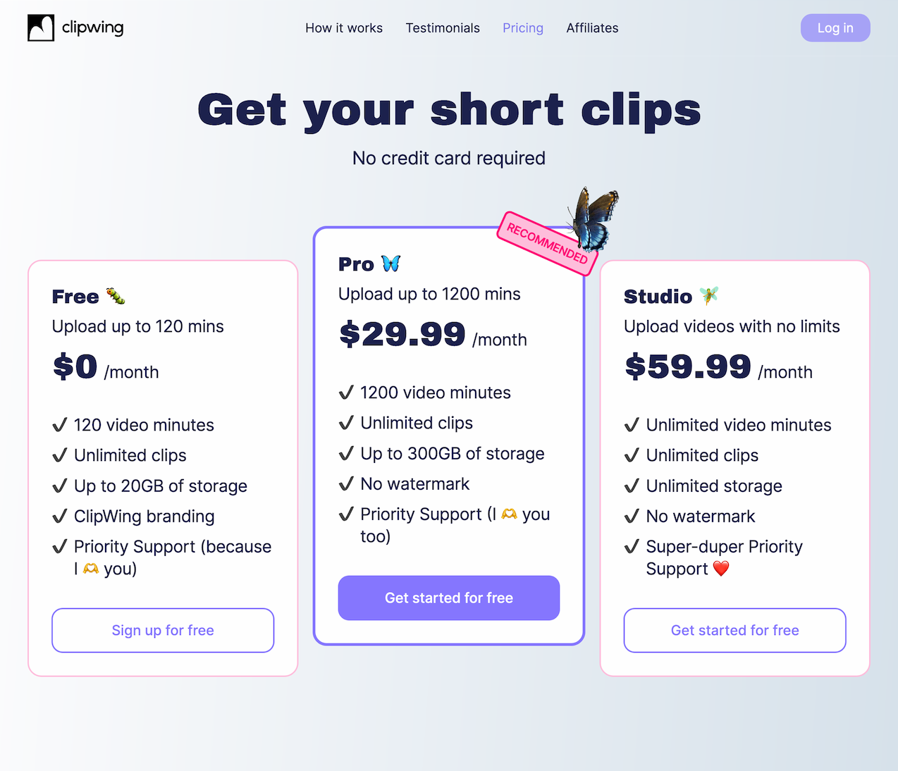Clipwing - Create dozens of short clips in minutes pricing and features