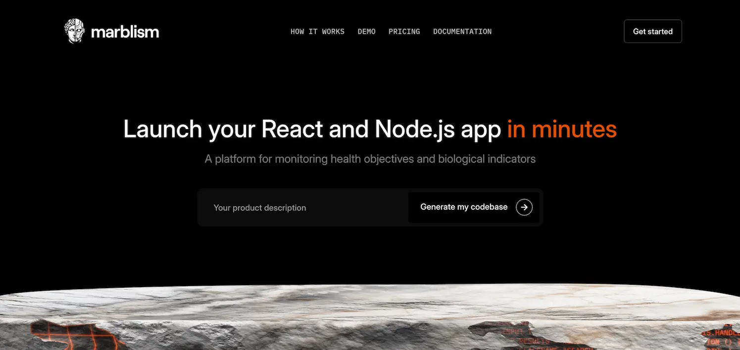 Marblism - Prompt to Codebase screenshot