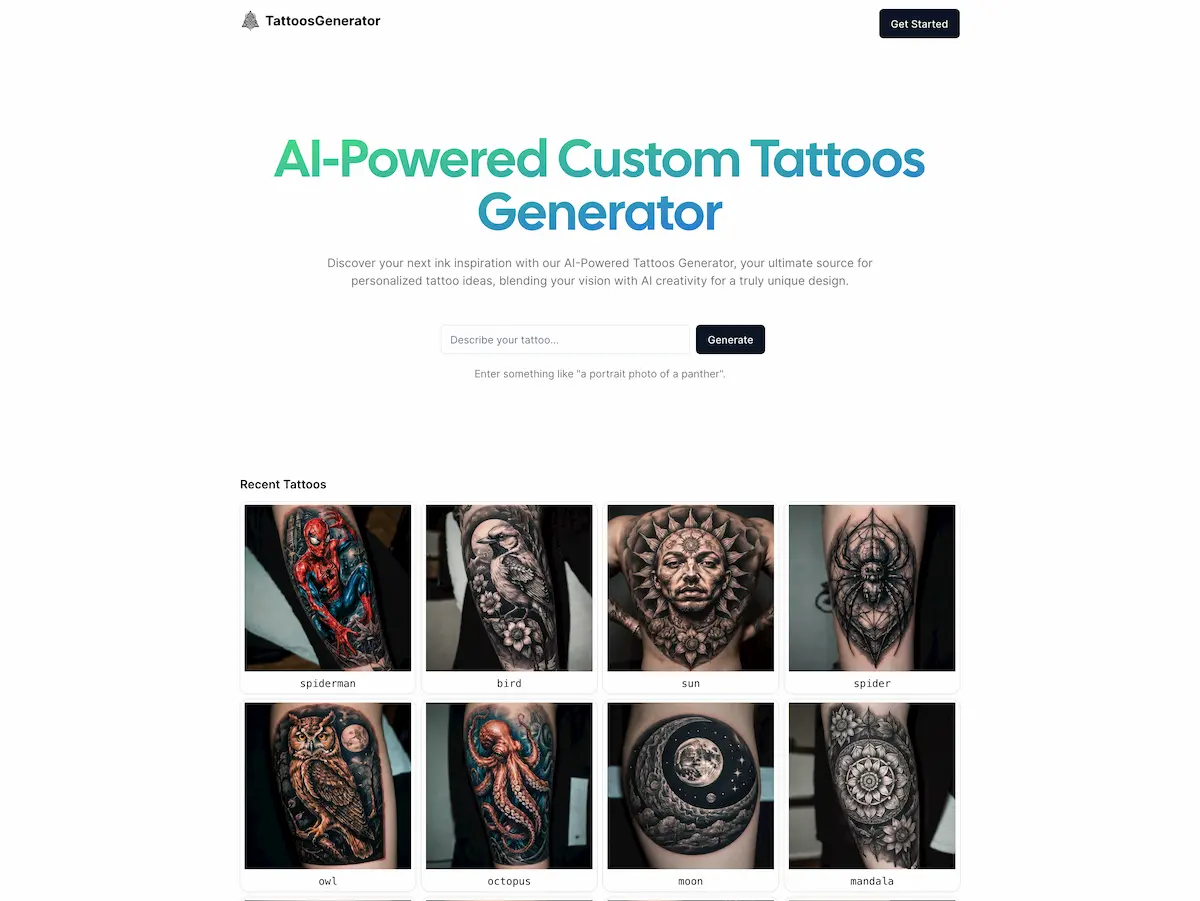 TattoosGenerator - AI Tattoo Generator screenshot