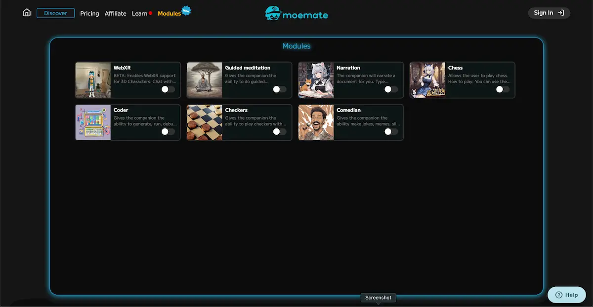 Moemate AI character chat