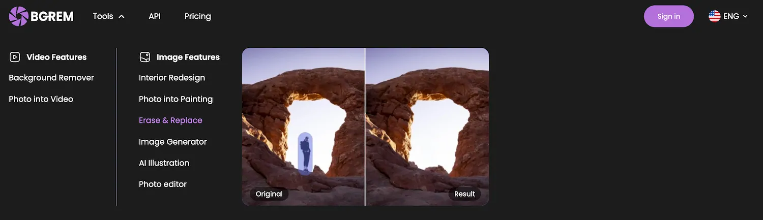 BgRem - AI modify image and AI modify video pricing and features
