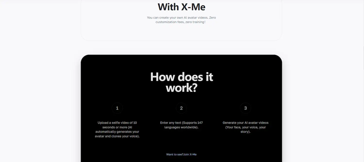 X-Me - Custom AI Avatar Video Generator pricing and features