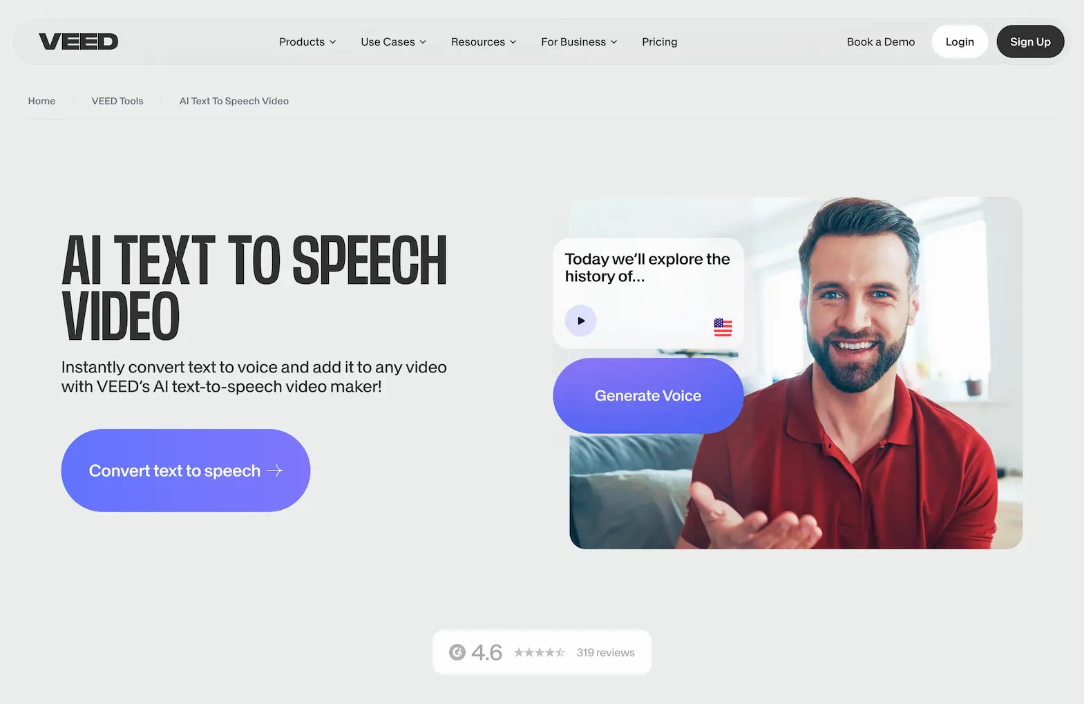 Veed.io AI text-to-speech video