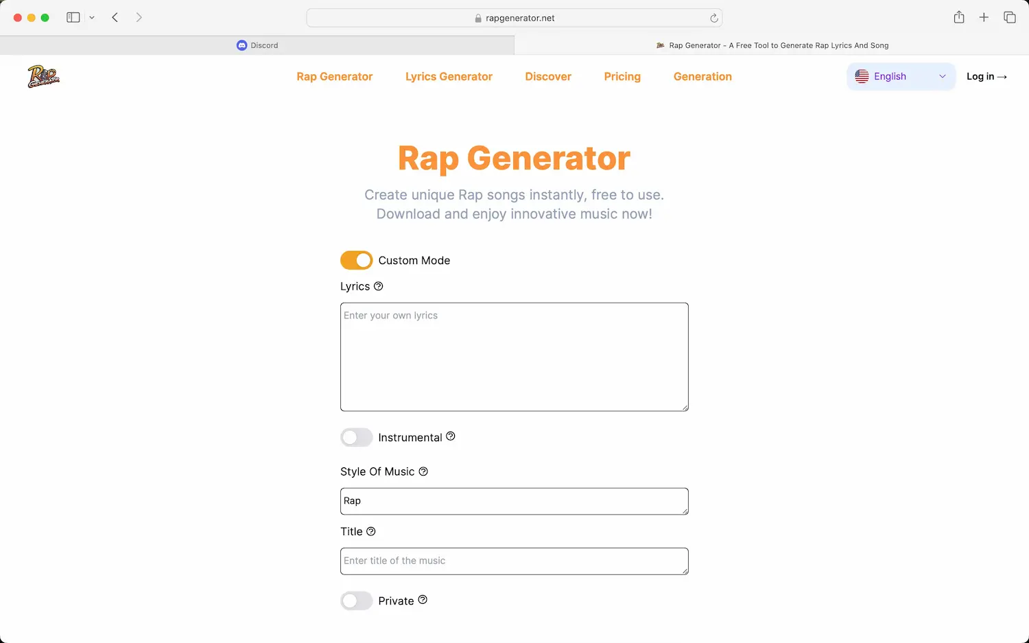 Rap Generator Dashboard