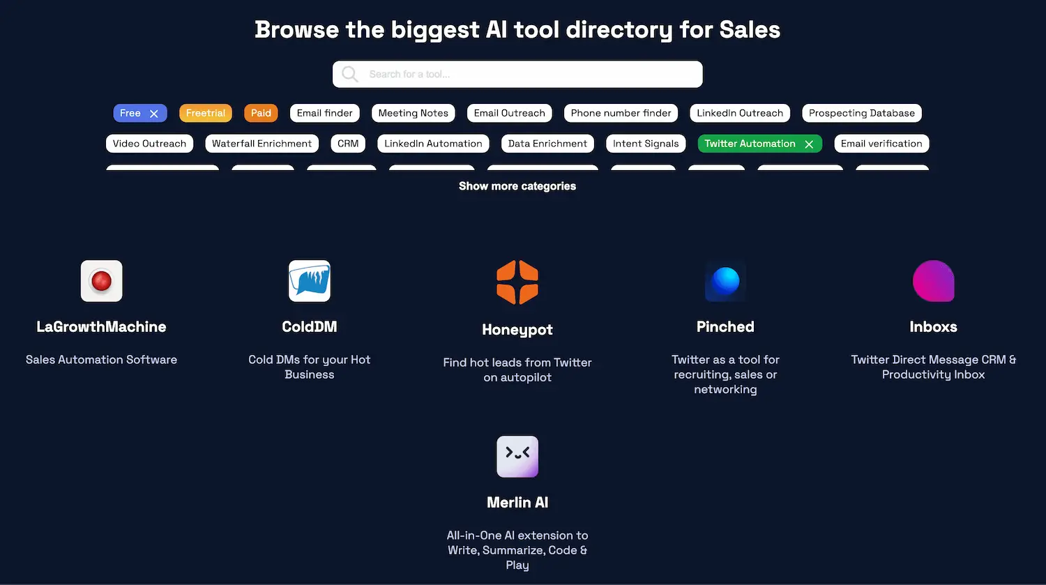 Sales tools AI screenshot