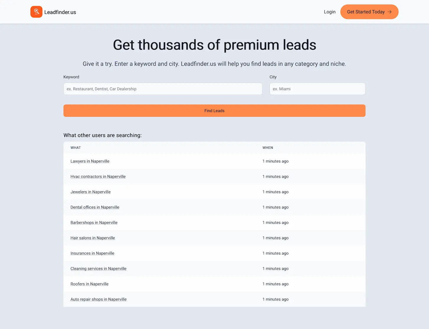 Leadfinder.us screenshot