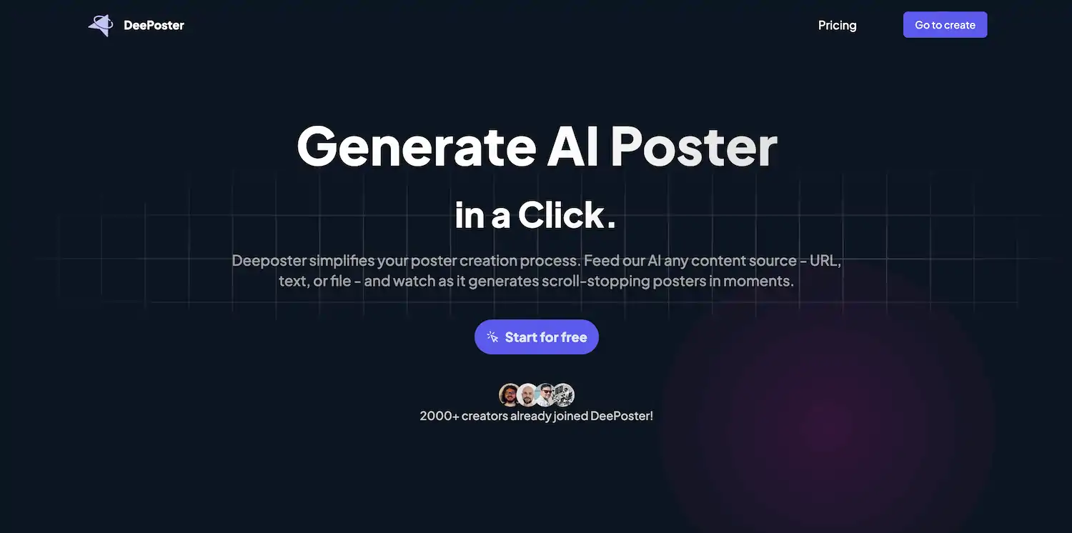 DeePoster pricing and features
